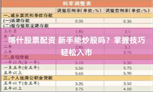 喀什股票配资 新手能炒股吗？掌握技巧轻松入市